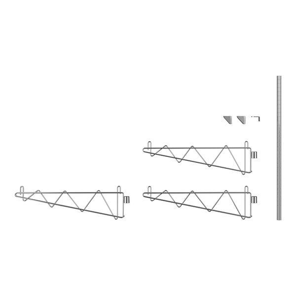 A drawing of Regency chrome wall-mount shelf brackets.