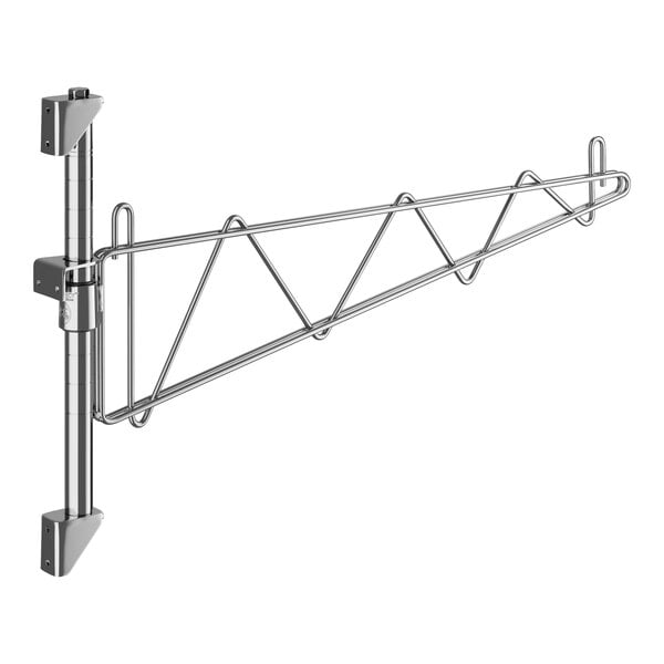 A Regency chrome wall-mounted shelf post with a metal bracket.