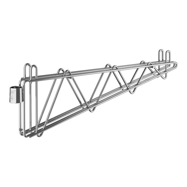 A chrome metal Regency double cantilever bracket for a wire shelf.