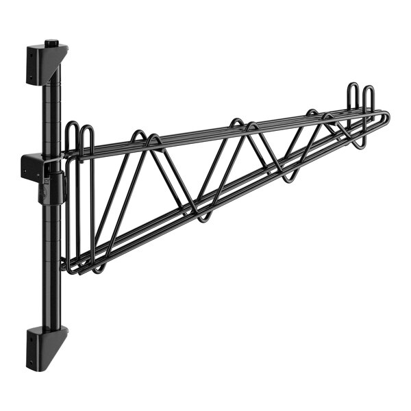 A black metal Regency wall-mount shelf post with double brackets.