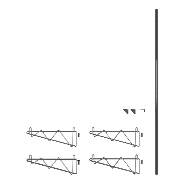 A Regency chrome wall-mount middle shelf post with double brackets.