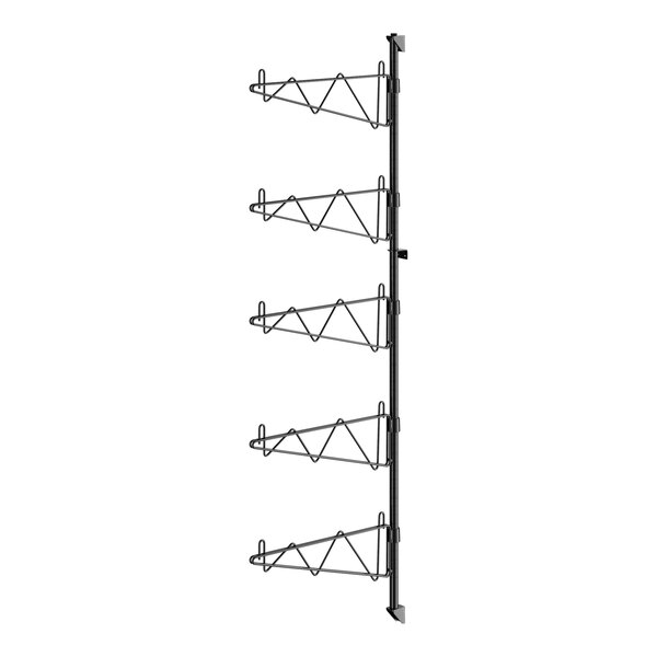 A black metal Regency wall-mount shelf post with single brackets.