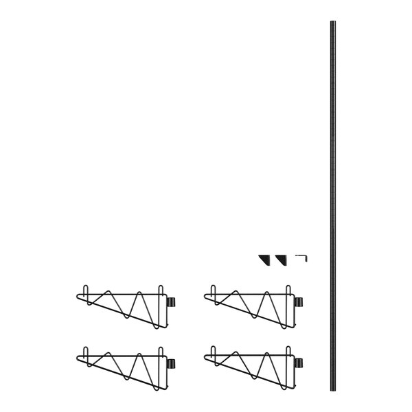 A black metal Regency wall-mount shelf post with black brackets.