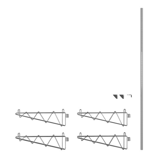A Regency chrome wall-mount shelf post with double brackets.