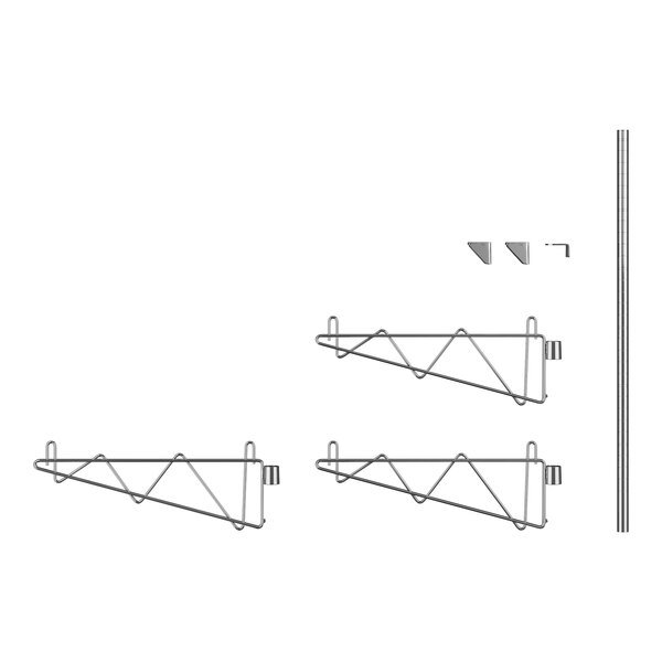 A Regency chrome wall-mount shelf post with single brackets.