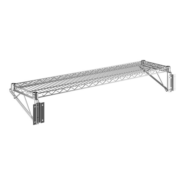 A Regency stainless steel wall-mount wire shelf.