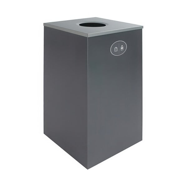 A grey rectangular Busch Systems decorative receptacle with a hole in the top.