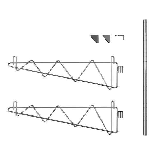 Two Regency chrome wall-mount brackets with a metal rod.