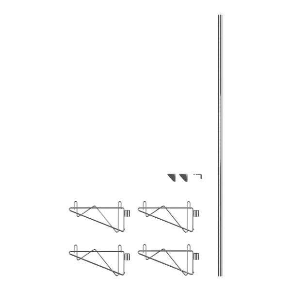 A Regency chrome wall-mount shelf post with brackets for four levels.
