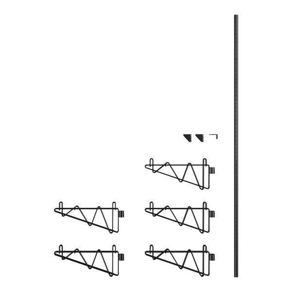 A diagram of a black metal Regency wall-mounted shelf post with double brackets.