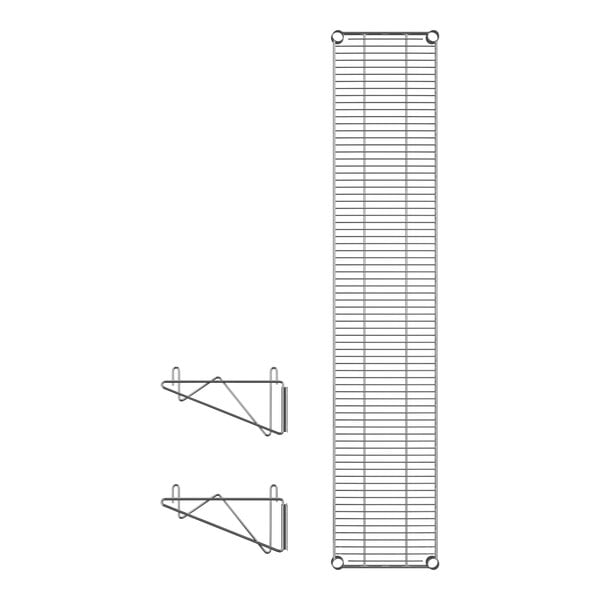 A Regency chrome wire shelf with two brackets.