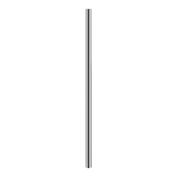 A long silver metal rod with black lines on a white background.