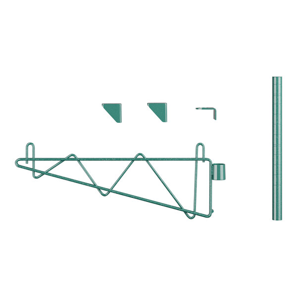 A green metal Regency wall bracket with a single triangle.