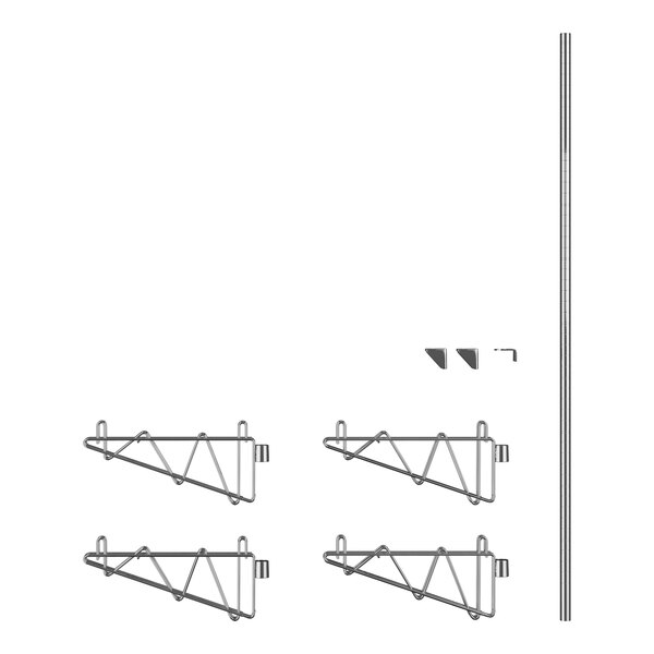 A Regency chrome wall-mounted shelf post with four brackets.