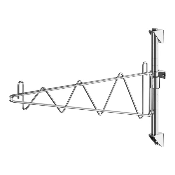 A Regency chrome wall-mounted shelf post with a metal bracket.