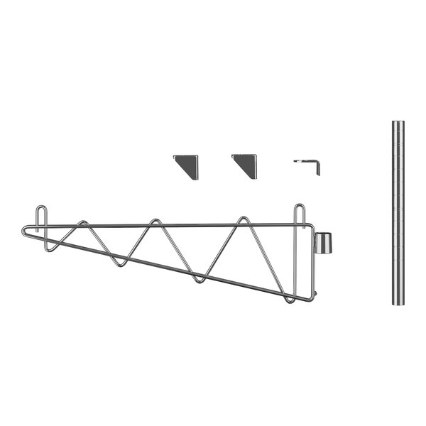 A Regency chrome wall-mounted shelf post with two hooks.