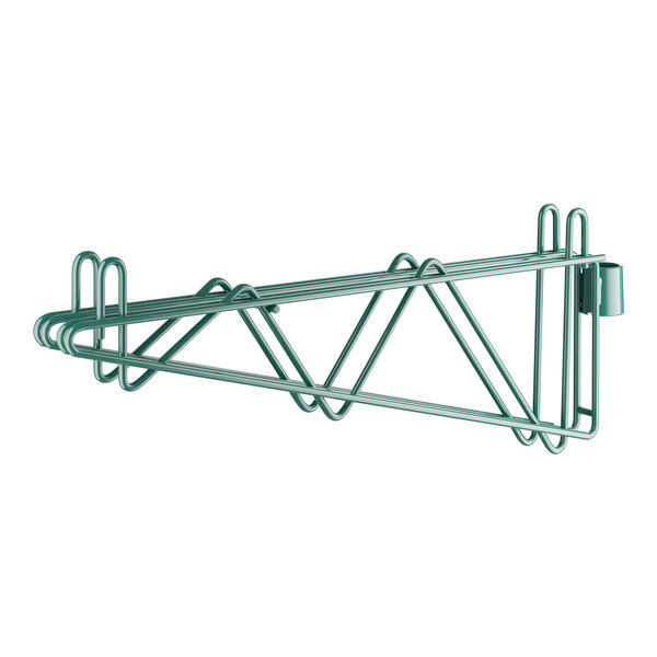 A green Regency double cantilever bracket for wire shelving.