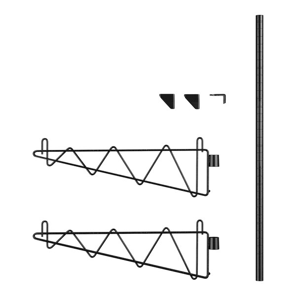 A black metal Regency wall mount shelf post with brackets.