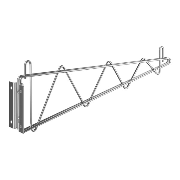 A Regency Chrome wall-mounted shelf bracket with two hooks.