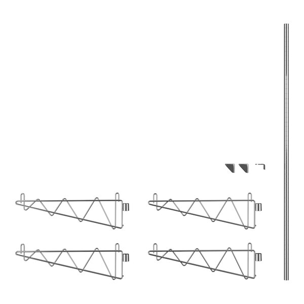 A drawing of Regency chrome wall-mount shelf brackets.