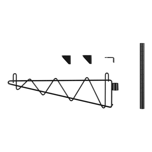 A black Regency wall mount shelf post with a single bracket.