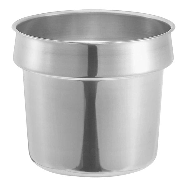 A silver Server stainless steel vegetable inset pot with a handle.