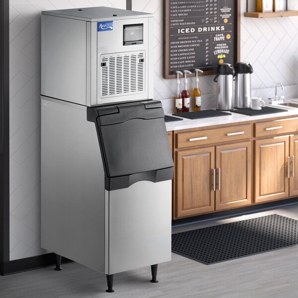 An Avantco air cooled modular nugget ice machine with a silver and black exterior.