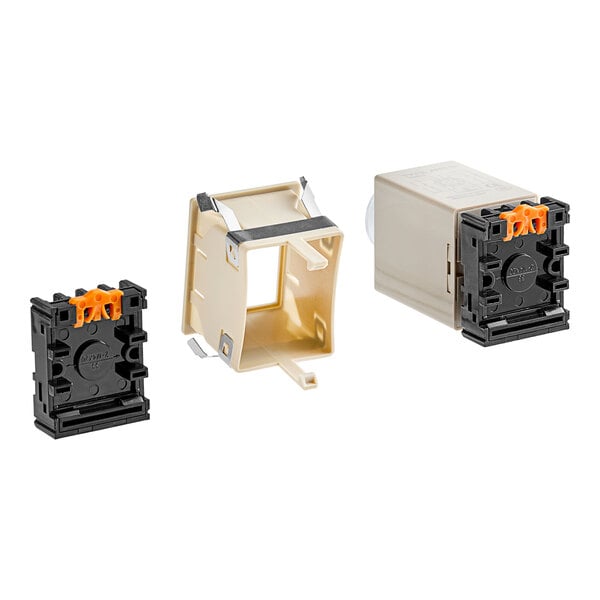 An Avantco timer kit in two white and orange plastic boxes with black covers.