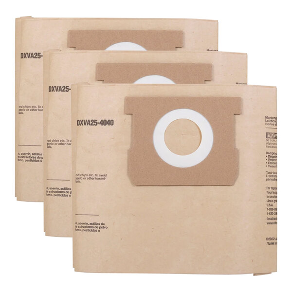 A brown box containing three brown paper bags with a white circle.