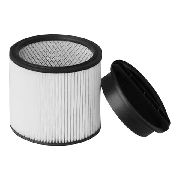 A black and white Stanley reusable cartridge filter with a lid.