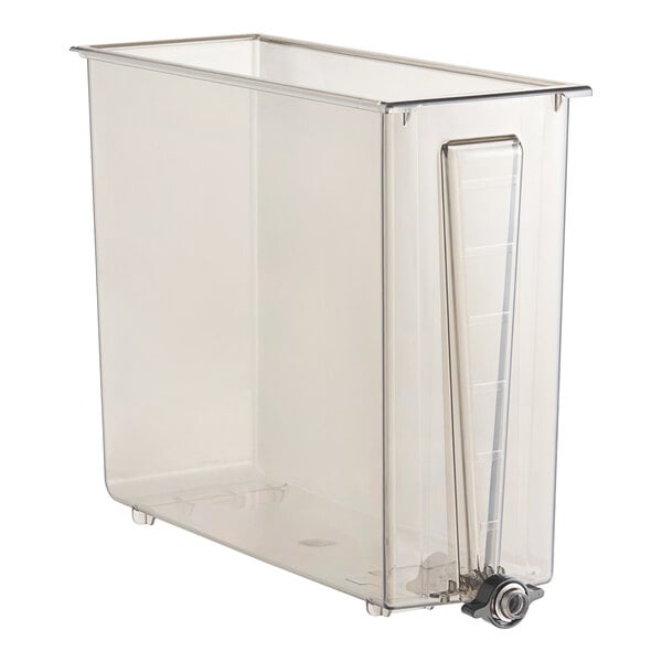A clear plastic container with a handle for a Bunn iced tea brewer.