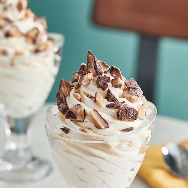 A close-up of a dessert with HEATH Chopped Toffee on top.
