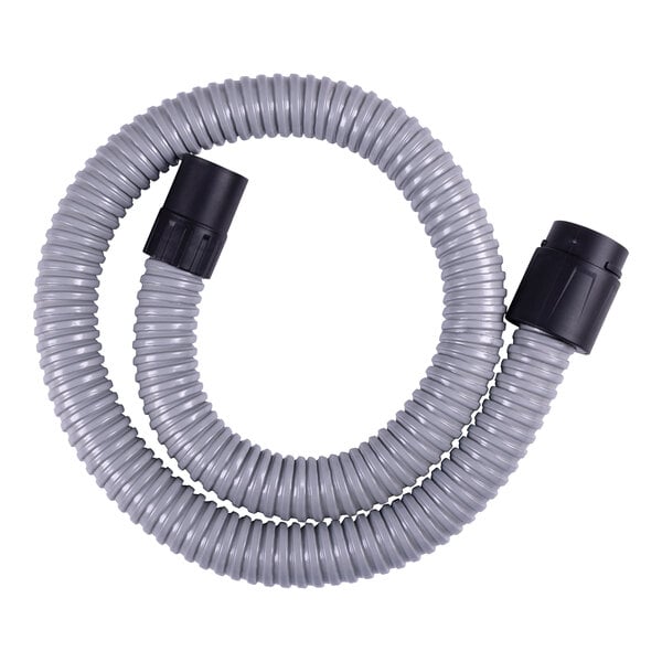 A grey DeWalt plastic hose with black plastic caps on the ends.