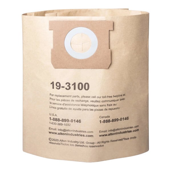 A Stanley package of 3 paper filter bags for select vacuums with a white circle on the package.