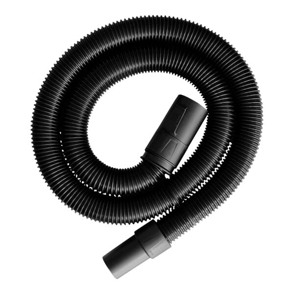 A black hose with a nozzle and a black plastic tube.