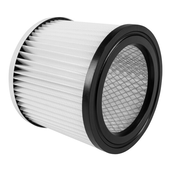A white and black DeWalt cartridge filter for a vacuum cleaner.
