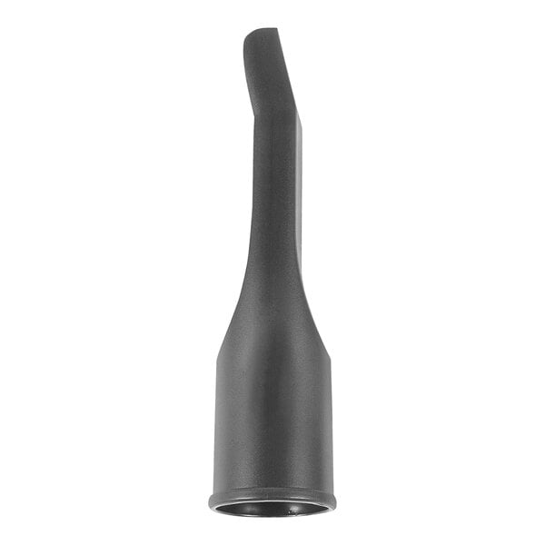 A black DeWalt vacuum cleaner nozzle with a small hole in it.