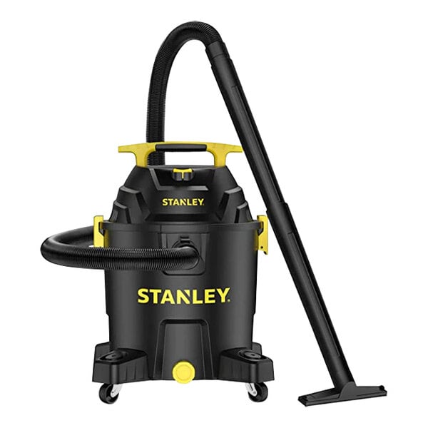 A Stanley wet/dry vacuum with a black and yellow design.