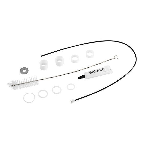 A white ServSense plastic fountain jar with a stainless steel pump.