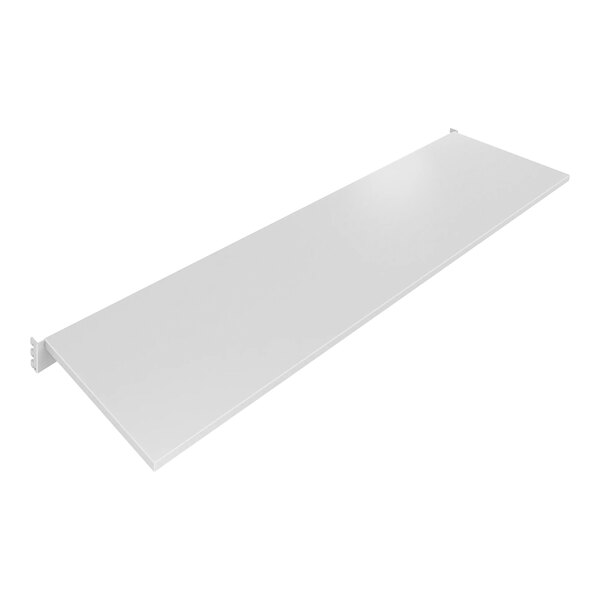 A white rectangular Econoco display shelf.