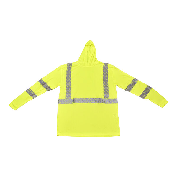 A Cordova hi-vis lime long sleeve shirt with reflective stripes.
