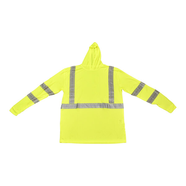 A Cordova hi-vis lime safety shirt with reflective tape.