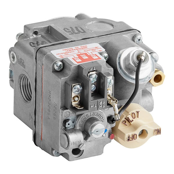 A Robertshaw natural gas millivolt gas valve with 1/2" in/out connections.