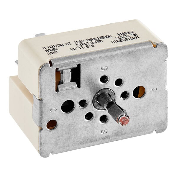 A small white Robertshaw M Series Infinite Switch with a metal knob.