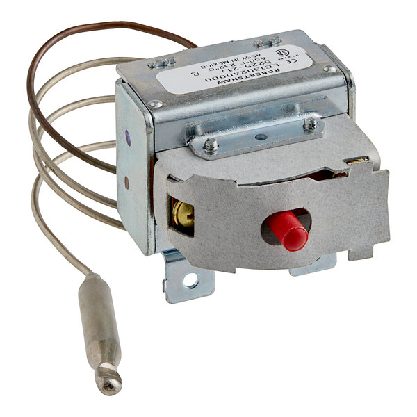 A Robertshaw 5225 Series Hi-Limit Safety Electric Thermostat with a red button.