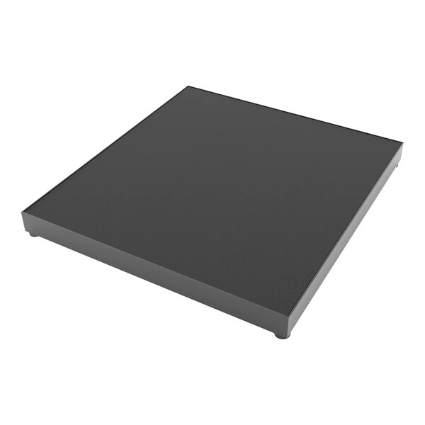 A matte black square Econoco mannequin display platform.