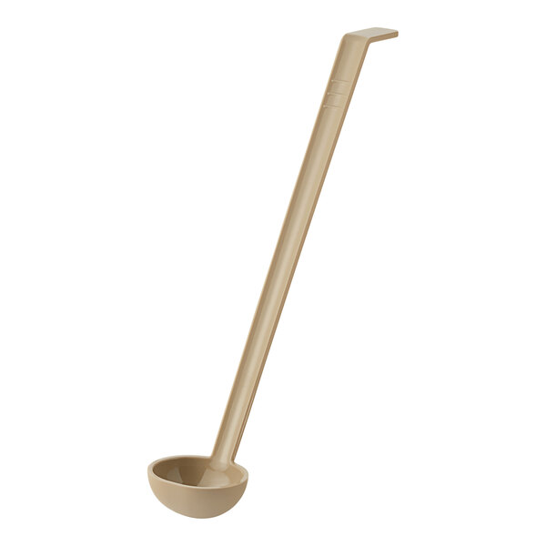 A beige polycarbonate ladle with a plain handle.