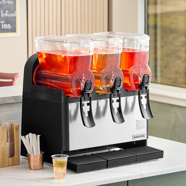 Narvon Triple 3 Gallon Bowl Refrigerated Beverage Dispenser - 115V