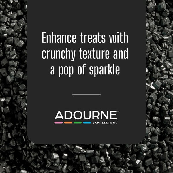 Graphic highlighting coarse black sanding sugar for adding crunchy texture and sparkle.