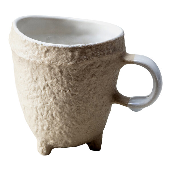 A white Nosse by Fortessa stoneware mug with a handle.
